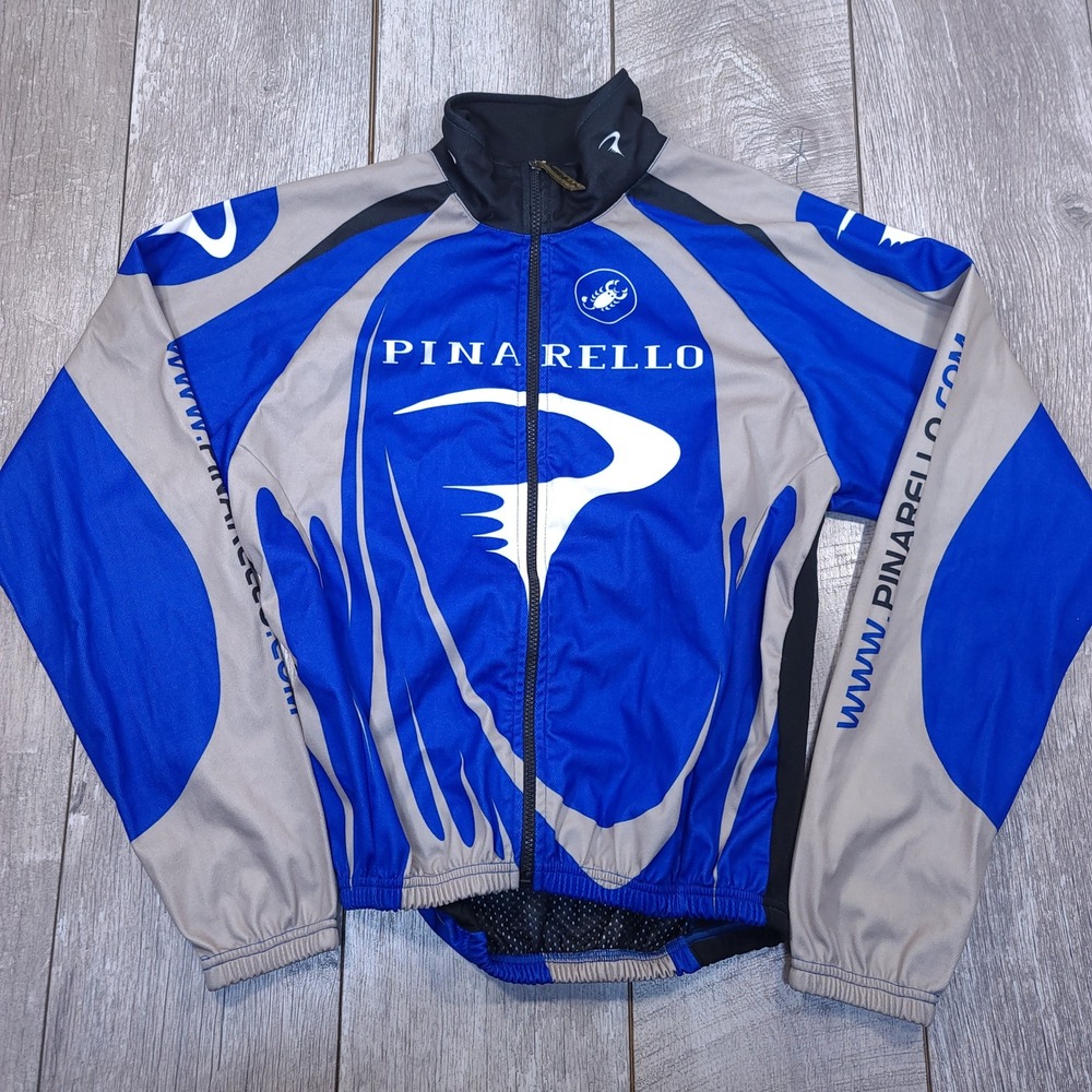 Castelli Pinarello Cycling Jacket Mens XL Blue Windstopper Made in Italy